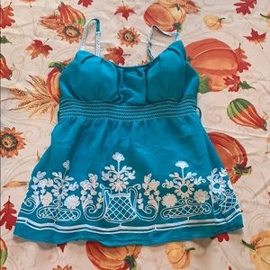 Flowered babydoll tank
